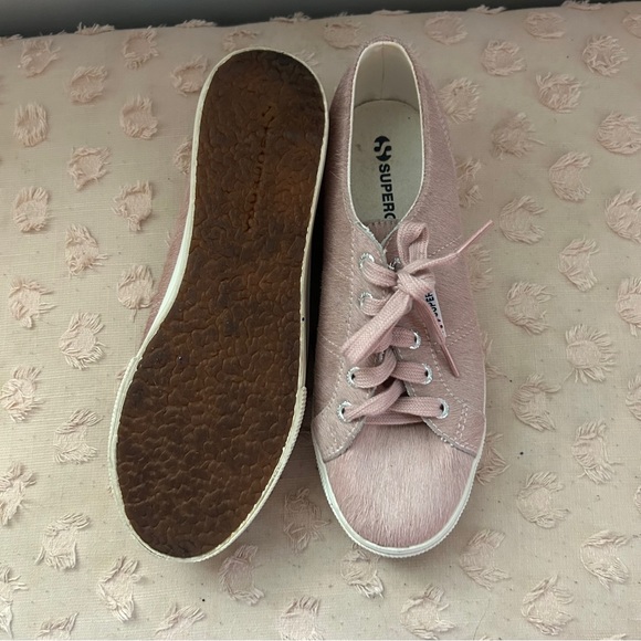 Superga Platform Horsehair Sneaker Pink White Size 7 - Picture 3 of 6